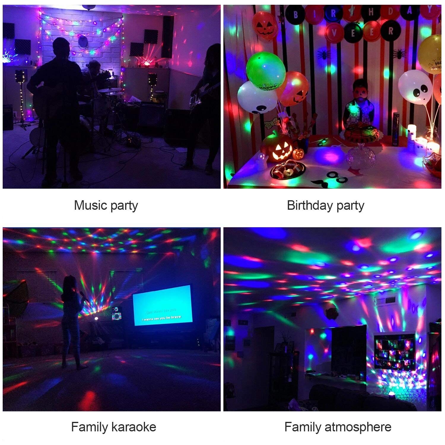 Party Lights Disco Light, Spriak Sound Activated Dj Stage Strobe Light, 7 Colors with Remote Control Disco Ball Lamps for Birthday Dance Home KTV Christmas Parties (1 Pack)