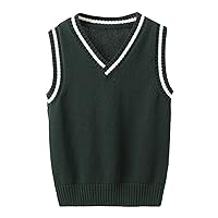 Unisex Kids Boys Girls V-Neck Knitted Sweater Vest Sleeveless Spring Vest Coat Students Uniform School Wear Waistcoat