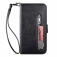 ZIFENGXUAN-Purse Case for iPhone 15 Pro Max/15 Plus/15 Pro/15, Flip Folio Leather Wallet Cover with Card Slots Wristrap Shell for Women Men (15 Pro Max,Black)
