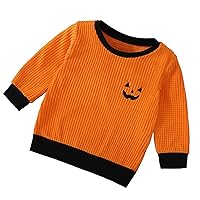Girls Winter Tops Size 8 Boys Orange Halloween Long Sleeve Cute Printed T Shirt Clothes Outfits Outfits for Girls 4t