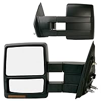 Fit System - 61185-86F Towing Mirror Pair for Ford F150 extendable, w/Turn Signal/Puddle lamp, Textured Black, Foldaway, Heated Power
