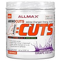 ALLMAX Nutrition AMINOCUTS (ACUTS), Amino-Charged Energy Drink with Taurine, L-Carnitine, Green Coffee Bean Extract, Grape Escape, 30 Servings