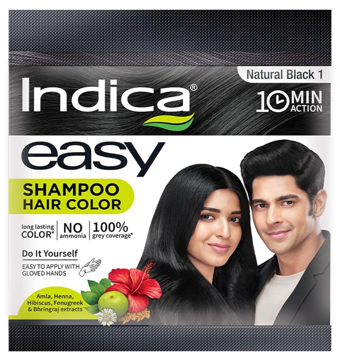 10 Pc Easy10 Minutes Herbal Hair Color Shampoo Base Natural Black Herbs
