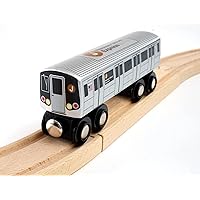 Munipals New York City Subway Wooden Railway (B Division) J Train/Nassau Street Express–Child Safe and Tested Wood Toy Train