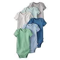 little planet by carter's Baby Girls' 6-pack Organic Cotton Short-Sleeve Rib Bodysuits