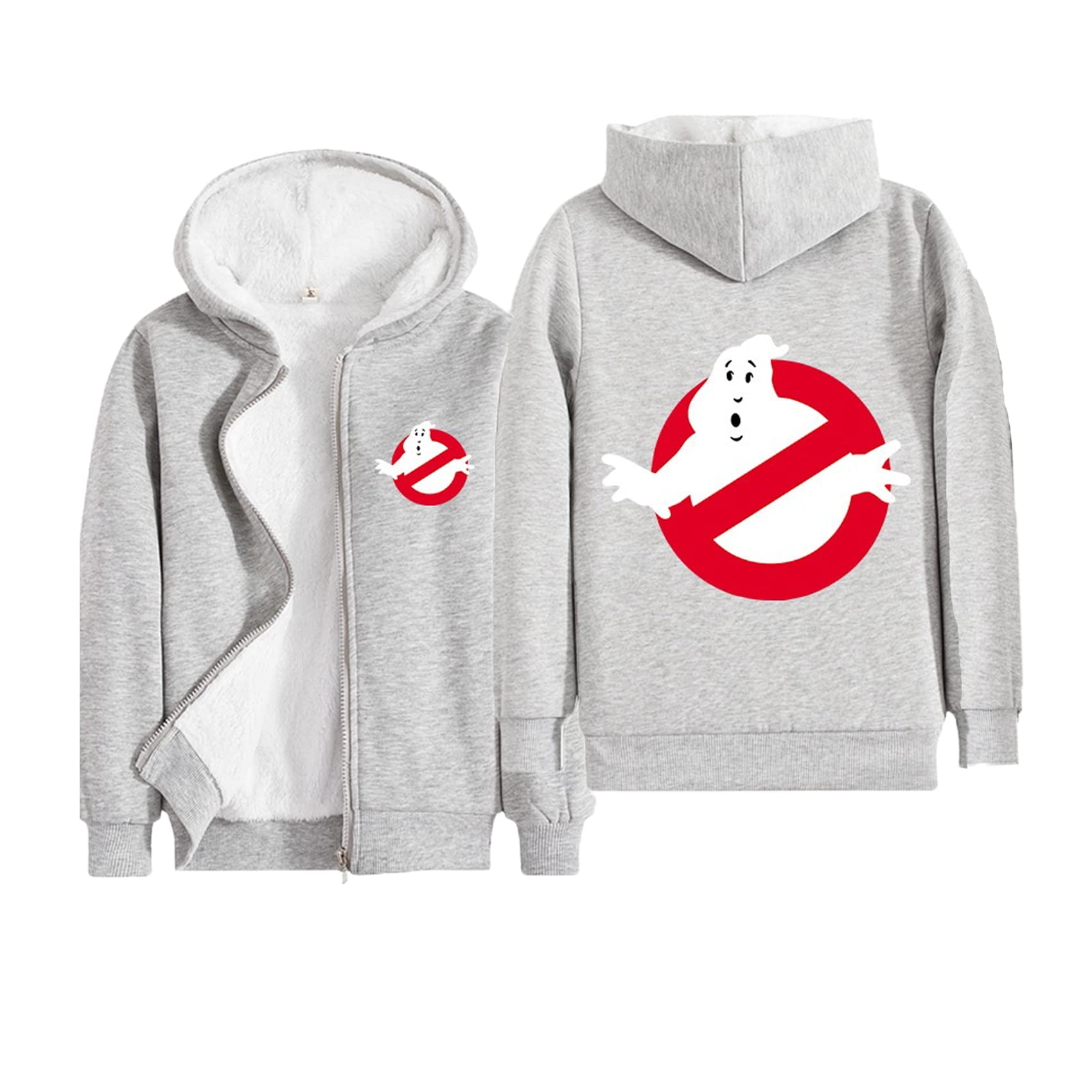 OYLIE Ghostbusters Graphic Casual Jacket with hood-Kids,Long Sleeve Fleece Full Zip Coat Cozy Outerwear