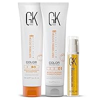 Global Keratin GK Hair Moisturizing Shampoo and Conditioner Set 100ml I Organic Argan Oil Hair Serum 10ml For Frizz Control Dry Damage Hair Repair