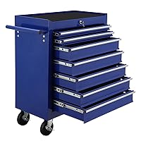 7 Drawer Rolling Tool Chest,Tool Cabinet on Wheels with Locking System,Rolling Tool Box Organizer Tool Case,Multifunctional Tool Cart Mechanic Tool Storage Cabinet for Garage,Wareh Blue One Size