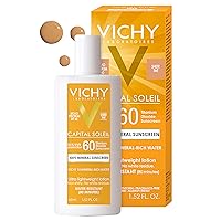Vichy Capital Soleil Tinted Mineral Sunscreen for Face SPF 60, Titanium Dioxide Face Sunscreen, Travel Size Sunscreen, Water Resistant, Light weight Sun Protection Creams, Gels, & Lotions