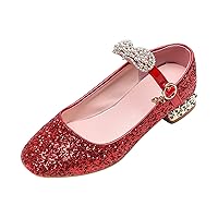 Little/big Children Girls Summer Closed Toe Sequins Low Heel Princess Shoes Shiny Girls Shoes Daily The Wild One Sandals