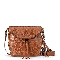 The Sak womens Silverlake Crossbody Bag in Leather Casual Purse with Adjustable Strap Zipper Pockets, Tobacco Floral Embossed Ii, One Size US