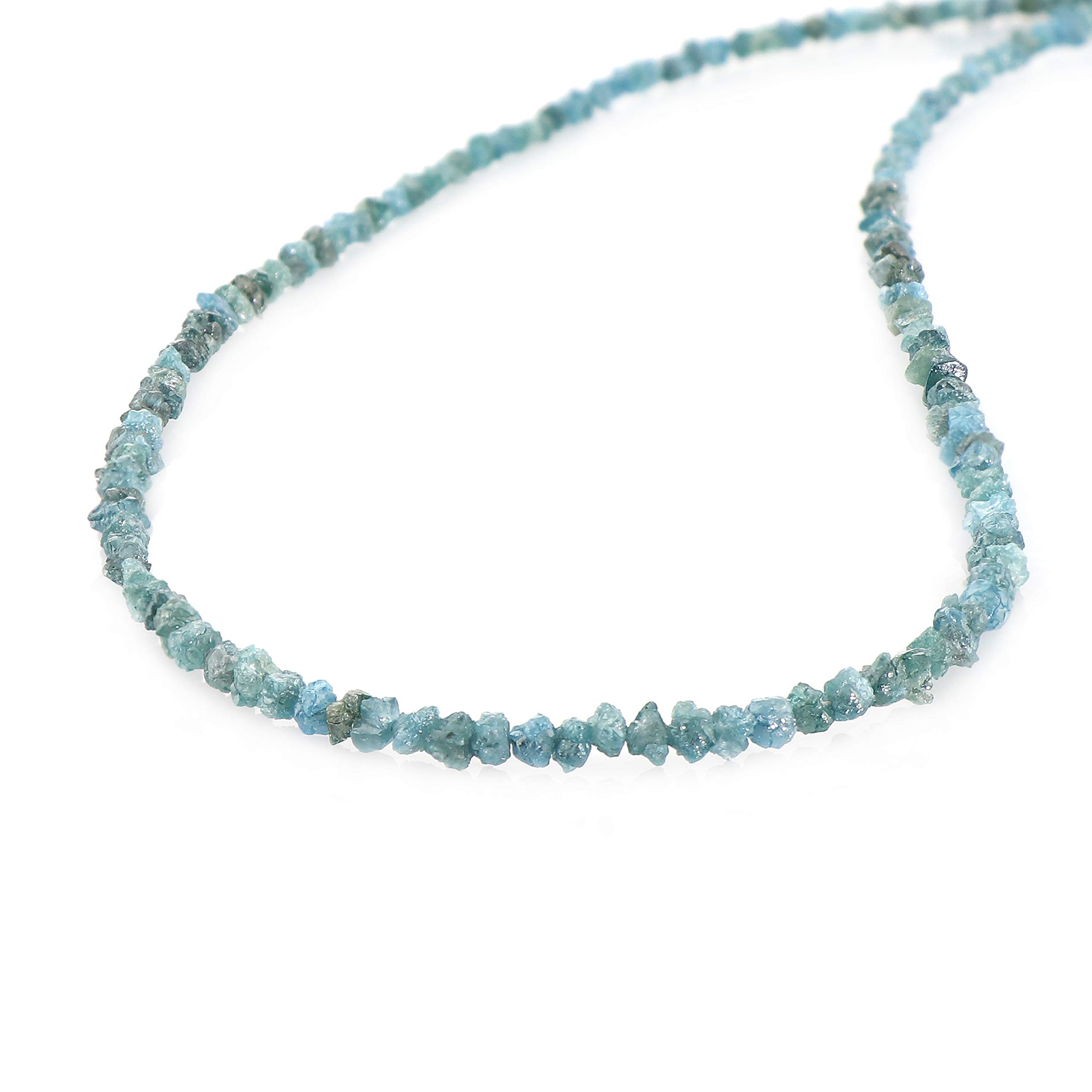 Natural Blue Diamond 1.5- 2.5MM Rough Gemstone Beads 20 Inches Beaded Necklace with Additional 2.5 inch Extension lobster lock 925 Silver