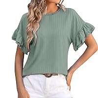 XJYIOEWT Long Sleeve Tunic Womens Fashion Casual Tank Top Crew Neck T Shirts Summer Short Sleeve Casual Loose T Shirts