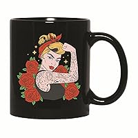 Rockabilly Tattooed Girl Gift Idea Perfect Present for Rock n Roll Lovers Suitable for All Ages 11oz 15oz Black Coffee Mug