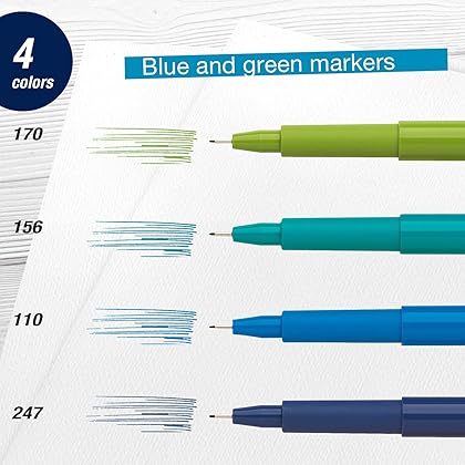 Faber-Castell PITT Artist Pen Set (Blue/Green Pens), 4 mm nib