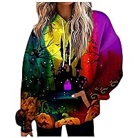 Women Shirts And Blouses, Cold Shoulder Tops For Sexy Casual Ropa De 2023 Para Mujer Women's Long Sleeve Tops Halloween Fashion Daily Versatile Casual Crewneck Sweatshirts (3XL, Multicolor)