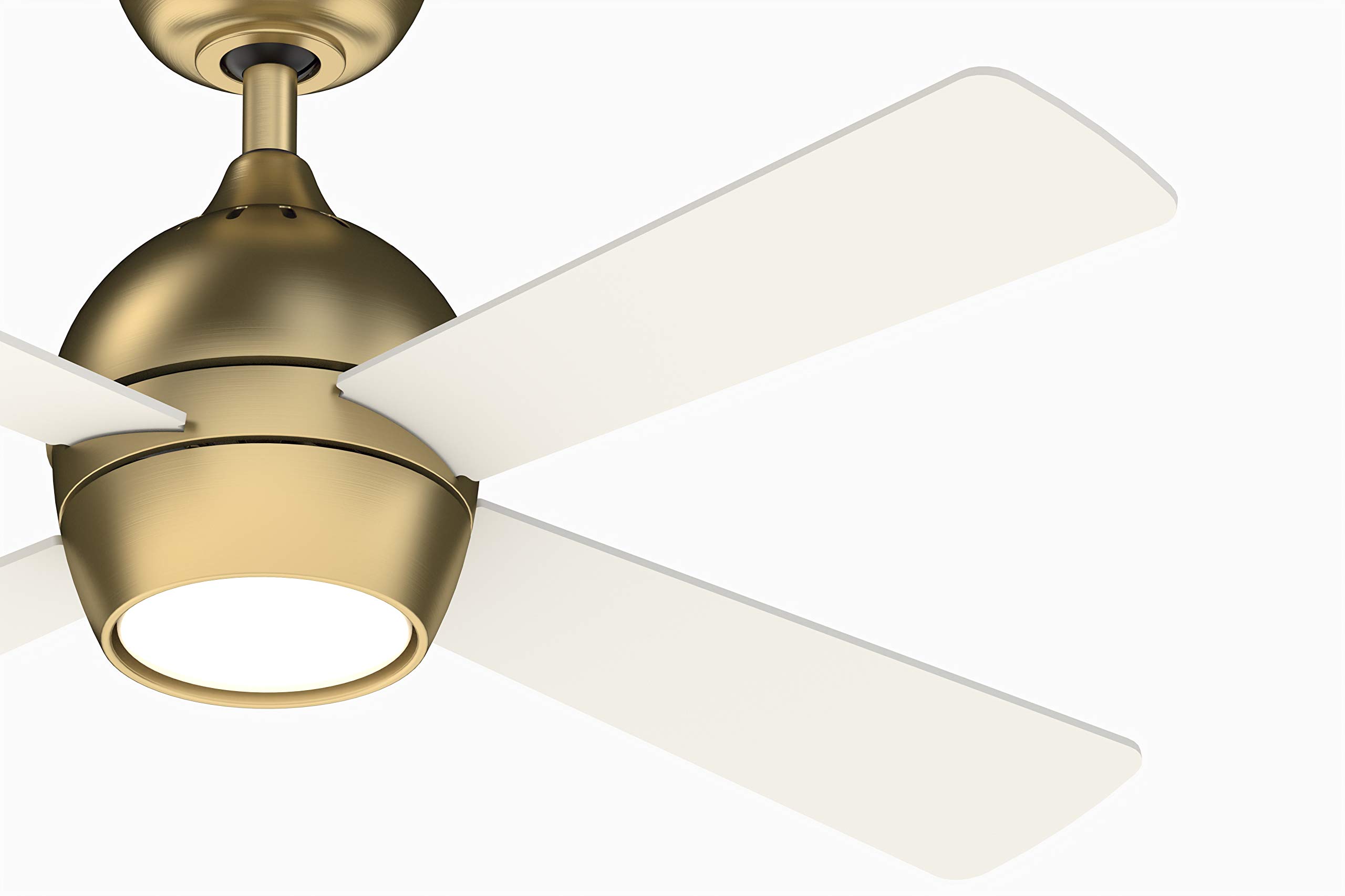 Fanimation Kwad 44 inch Indoor Ceiling Fan with LED Light Kit, Brushed Satin Brass