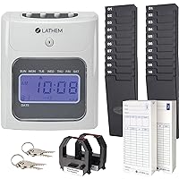 Lathem 400E-KIT Top-Feed Electronic Time Clock Bundle Kit Time Clock, Gray, 8.5