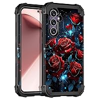 Miqala for Galaxy S23 FE 5G Case,Glow in The Dark Three Layer Heavy Duty Shockproof Full Body Protection Hard Plastic Bumper+Soft Silicone Protective Case for Samsung Galaxy S23 FE 6.4 inch,Red