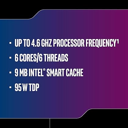 Intel Core i5-9600K Desktop Processor 6 Cores up to 4.6 GHz Turbo unlocked LGA1151 300 Series 95W