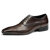 Men's Genuine Leather Cap Toe Oxford Fashion Classic Dress Formal Derby Shoes