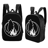 Howling Wolf Black Half Moon 17 Inches Double Side Laptop Backpack Lightweight Shoulder Bag Travel Daypack