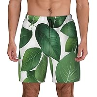 Herb Plant Leaf Mens Swim Trunks - Beach Shorts Quick Dry with Pockets Shorts Fit Hawaii Beach Swimwear Bathing Suits