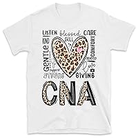 Nurse CNA Typography Leopard Print Heart Nursing