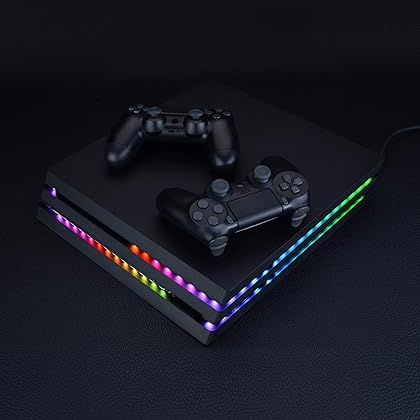 eXtremeRate RGB LED Light Strip for PS4 Pro Console, 7 Colors 29 Effects DIY Decoration Accessories Flexible Tape Lights Strips Kit for ps4 Pro Console with IR Remote