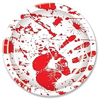 Beistle Halloween Party Decoration Bloody Handprints Plates,Red / White 9