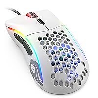Glorious Model D- (Minus) Wired Gaming Mouse - 61g Superlight Honeycomb Design, RGB, Ergonomic, Pixart 3360 Sensor, Omron Switches, PTFE Feet, 6 Buttons - Matte White