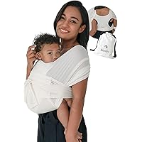 Konny Baby Carrier AirMesh for Cozy Luxury Baby Carrier Wrap, Easy to Wear Baby Wrap Carrier, Perfect Essentials Cloths for Newborn Babies up to 44 lbs, (Cream, L)