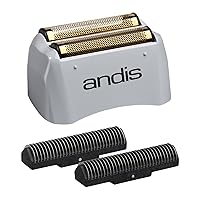 Andis 17155, Pro Shaver Replacement Foil & Cutter - Compatibles With Andis Models, Super Soft Gold Titanium Cutters - For Close Cutting, Smooth Shaving, No Bumps/Irritation, Zero Finish – Gray