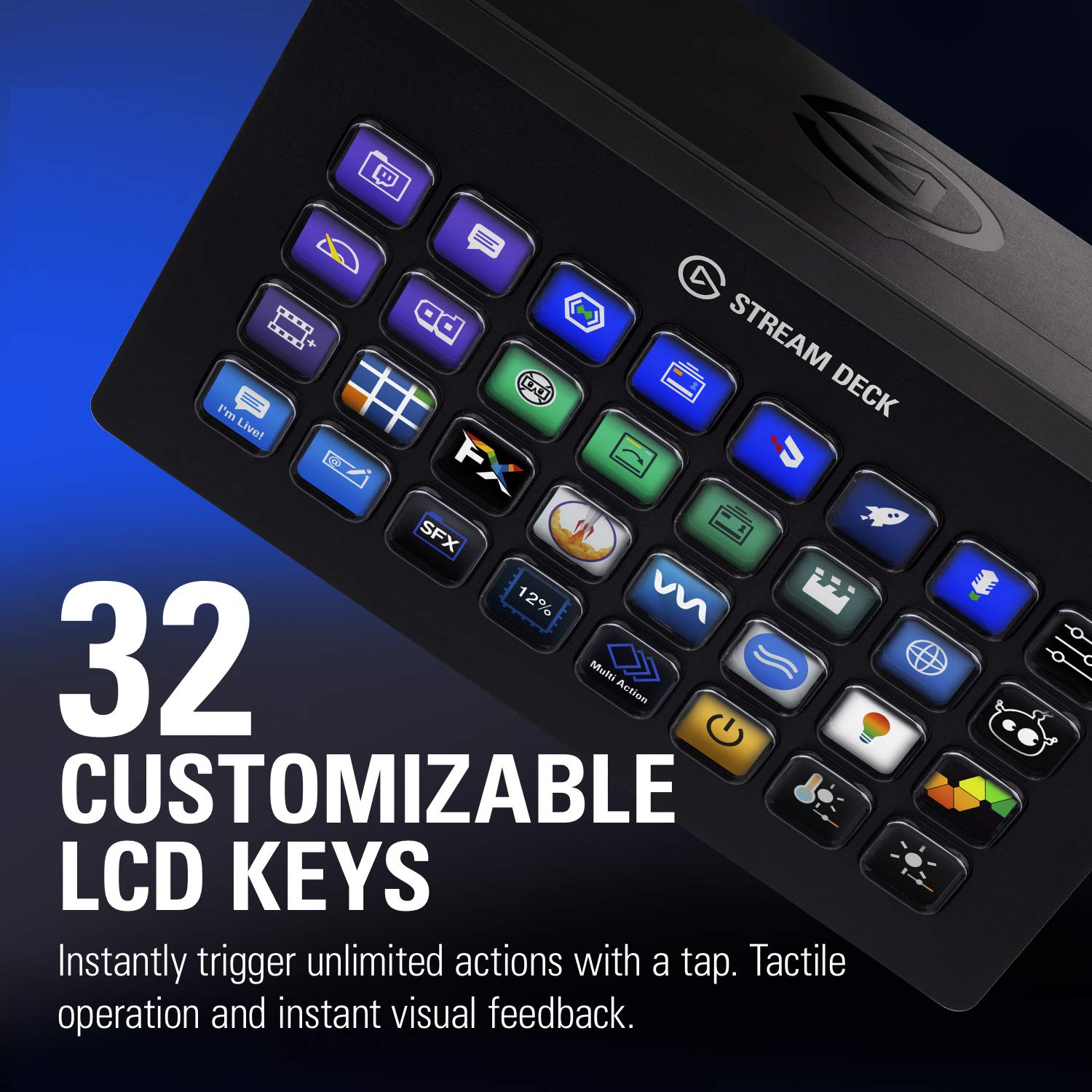 Elgato Stream Deck XL – Advanced Studio Controller, 32 macro keys, trigger actions in apps and software like OBS, Twitch, ​YouTube and more, works with Mac and PC