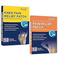 Knee Patch 12 Patches & Back Patch 12 Patches, Heat Patch Maximum Strength Menthol Pain Relief Patches for Knee, Back, Elbow, Shoulder, Neck, Foot Area - 24 Patches