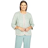 Alfred Dunner Women's Petite Petite Knit Boucle Jacket with Pearl Trim