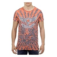 Red L Andrew Charles Mens T-Shirt Short Sleeves Round Neck Red CALEB
