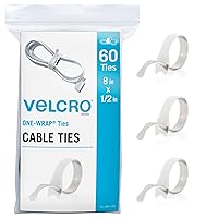 VELCRO Brand White Cable Ties Heavy Duty | 60Pc Bulk Pack | 8 x 1/2