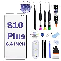 for Samsung Galaxy S10 Plus Screen Glass Replacement G975 Series, 6.4-inch 5G Front Outer Lens Waterproof Adhesive Repair Glue and Lamp (NO OLED & Touch Digitizer) Repair Kit
