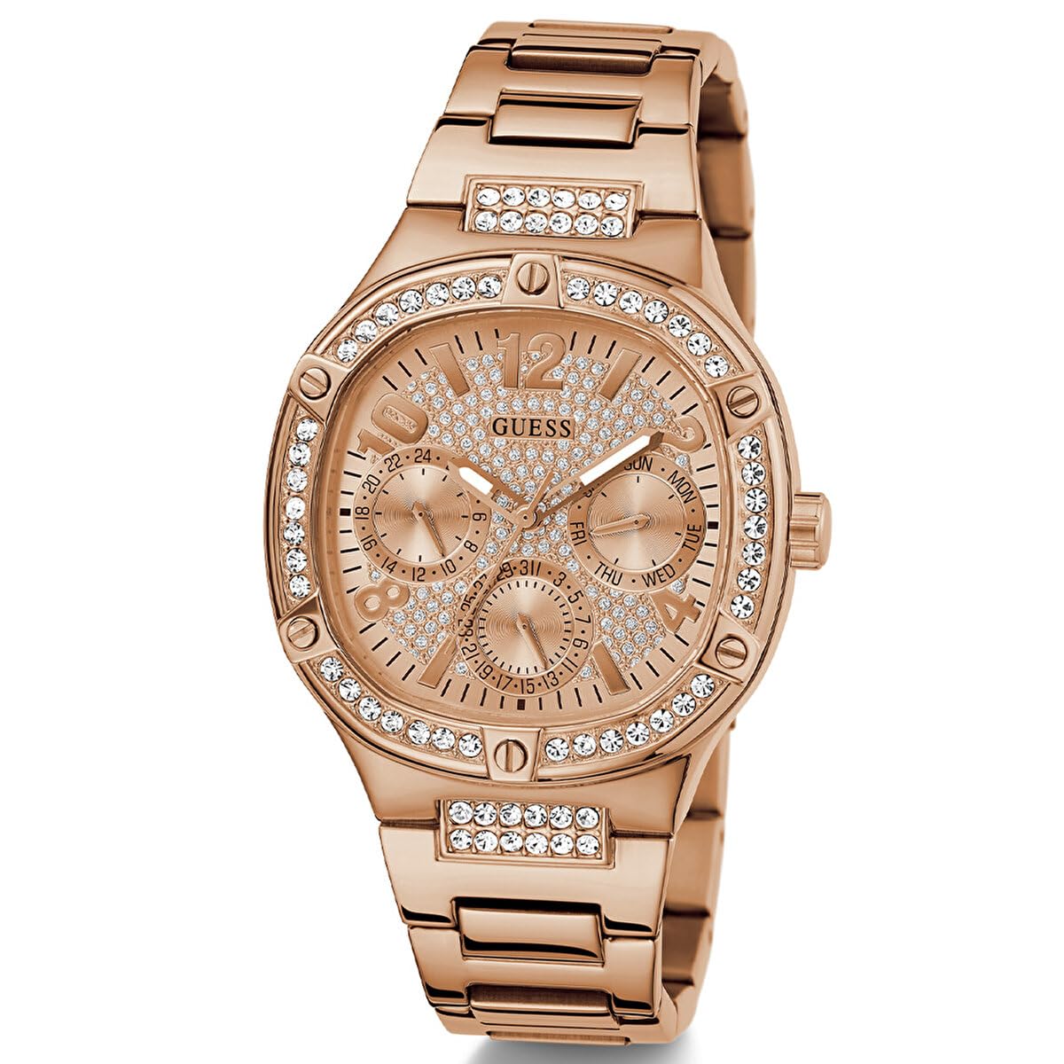 GUESS Ladies 40mm Watch - Rose Gold Tone Strap Rose Gold Dial Rose Gold Tone Case