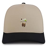 Milk Tea Embroidered Patch Structured 5 Panel Pro Style Baseball Cap