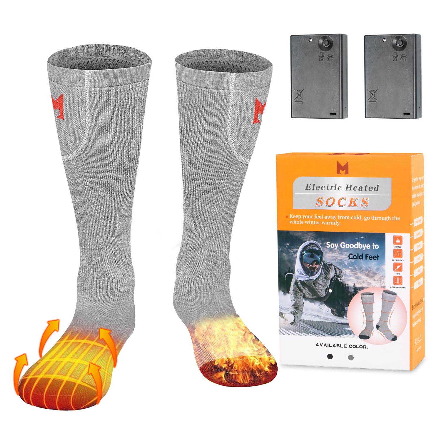 Heated Socks for Men Women, Battery Heated Socks, Electric Heating Socks for Men Women Camping Fishing Cycling Skiing Skating Hunting Hiking