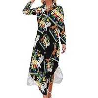 Coat Arms of Queensland Women's Shirt Dress Long Sleeve Button Down Shirts Dress Casual Loose Maxi Dresses