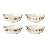 LENOX 894965 Holiday Plaid 4-Piece All-Purpose Bowl Set, Red & Green, 2.87