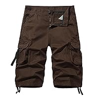 Cargo Mens Shorts, Regular-Fitting Short for Men's Athletic Outdoor, Elastic Waist Drawstring Short 2024 Summer Short