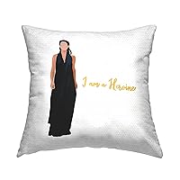 Stupell Industries I Am A Heroine Motivational Fashion Woman Outdoor Printed Pillow, 18 x 18, Black