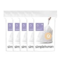simplehuman Code Q Genuine Custom Fit Drawstring Trash Bags in Dispenser Packs, 20 Count (Pack of 5), 50-65 Liter / 13-17 Gallon, White