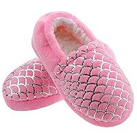 MIXIN Girls Slippers Mermaid Princess No-Slip Memory Foam Slippers Soft Rubber Sole House Shoes for Bedroom Indoor Outdoor (Toddler/Little/Big Kid)