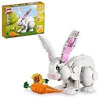 Creator 3 in 1 White Rabbit Animal Toy Building Set, Easter Gift for Kids Ages 8+, Build an Easter Bunny, a Seal or a Parrot Figure, Creative Play Easter Basket Stuffer for Boys and Girls, 31133