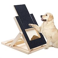 Dog Nail Scratch Pad, 2 Extra Sandpaper, Three Ramp Angles, Alti-Slip, Wooden Square Board, Treat Box Door Open Pet Paw Files Pad, Cat Claw Care, Puppy Nail Sandpaper Grinding Manicure
